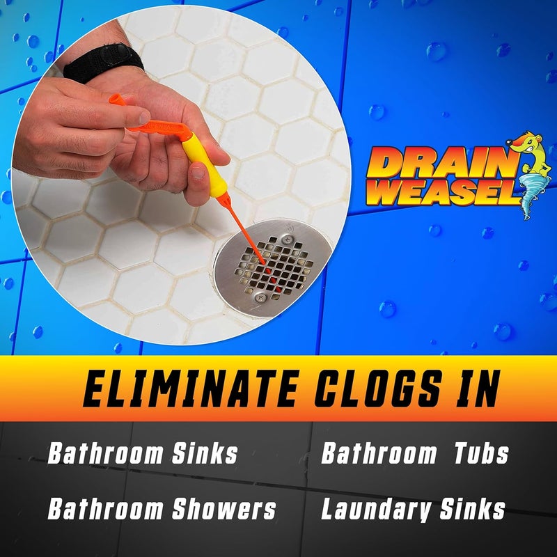 FlexiSnake Pro Drain Weasel Sink Snake Cleaner with New Molded Tip - 18″ - Drain Snake Clog Remover Tool with Rotating Handle & 5 Wand Refills - Easy to Use on Drains & Grates - Made in USA - 5-Pack - Image 2